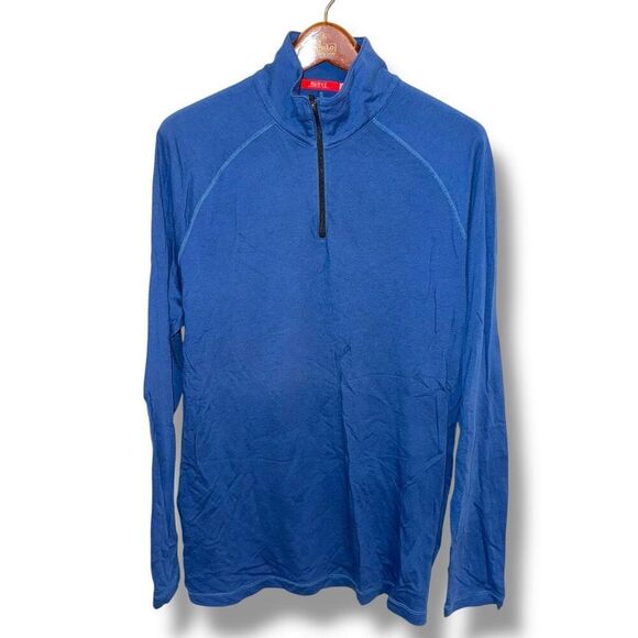 Agave Astoria L/S Royal Blue Made in USA 1/4 Zip Sweatshirt Sz L - Picture 1 of 7